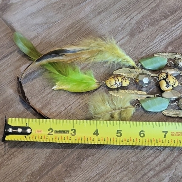 Gold Tone Dreamcatcher Inspired Pendant Statement Necklace - Picture 6 of 12